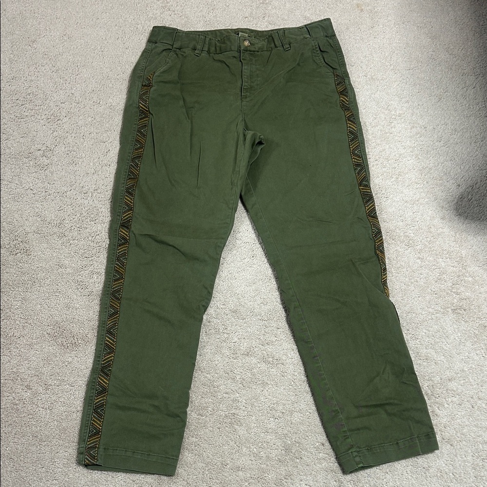 Coldwater Creek Olive Green Patterned Pants